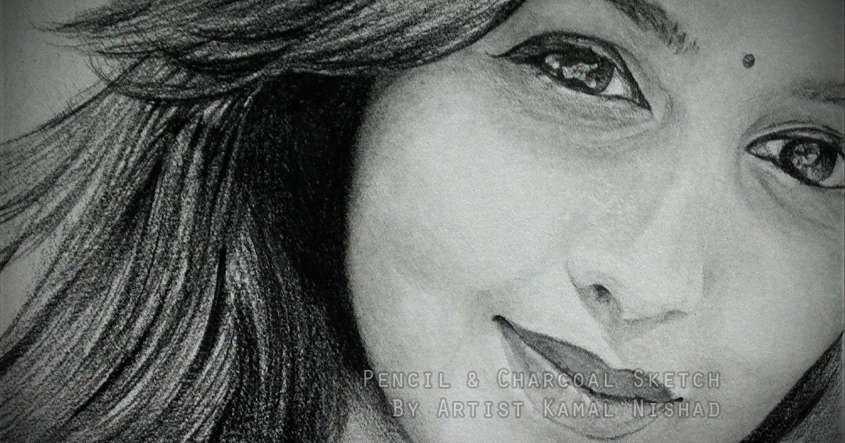 A BEAUTIFUL GIRL HS | Pencil & Charcoal Sketch This is a Handmade Pencil & Charcoal Sketch “HS”. Created by © Kamal Nishad. All rights reserved.