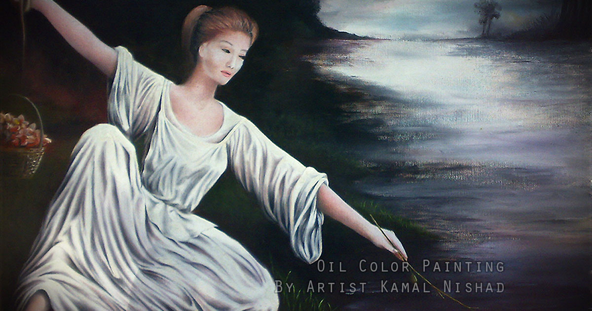 A FLOWER PICKING GIRL - by Artist Kamal Nishad +91 9501247988_ 1200 x 630