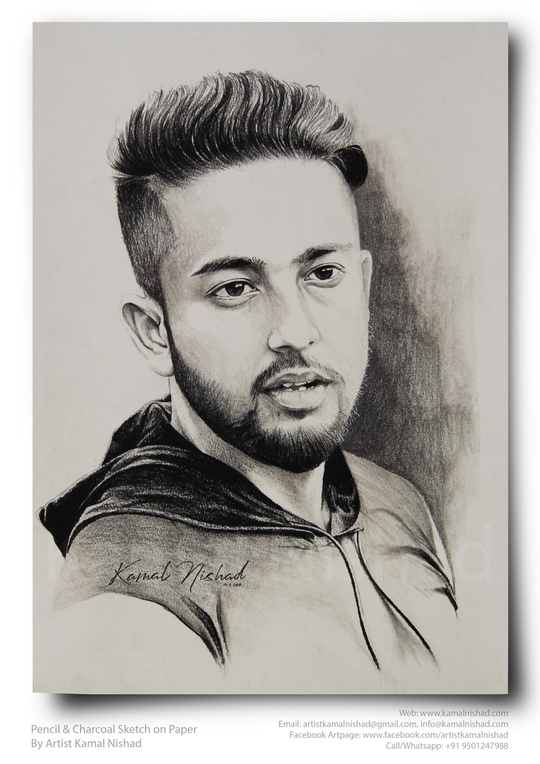 A HANDSOME GUY | Pencil & Charcoal Sketch This is a Handmade Sketch made with Pencil & Charcoal “A HANDSOME GUY”. One of my client/customer (FEMALE) wanted me to draw his portrait for his birthday gift. SIZE: A3 Created by © Kamal Nishad. All rights reserved.