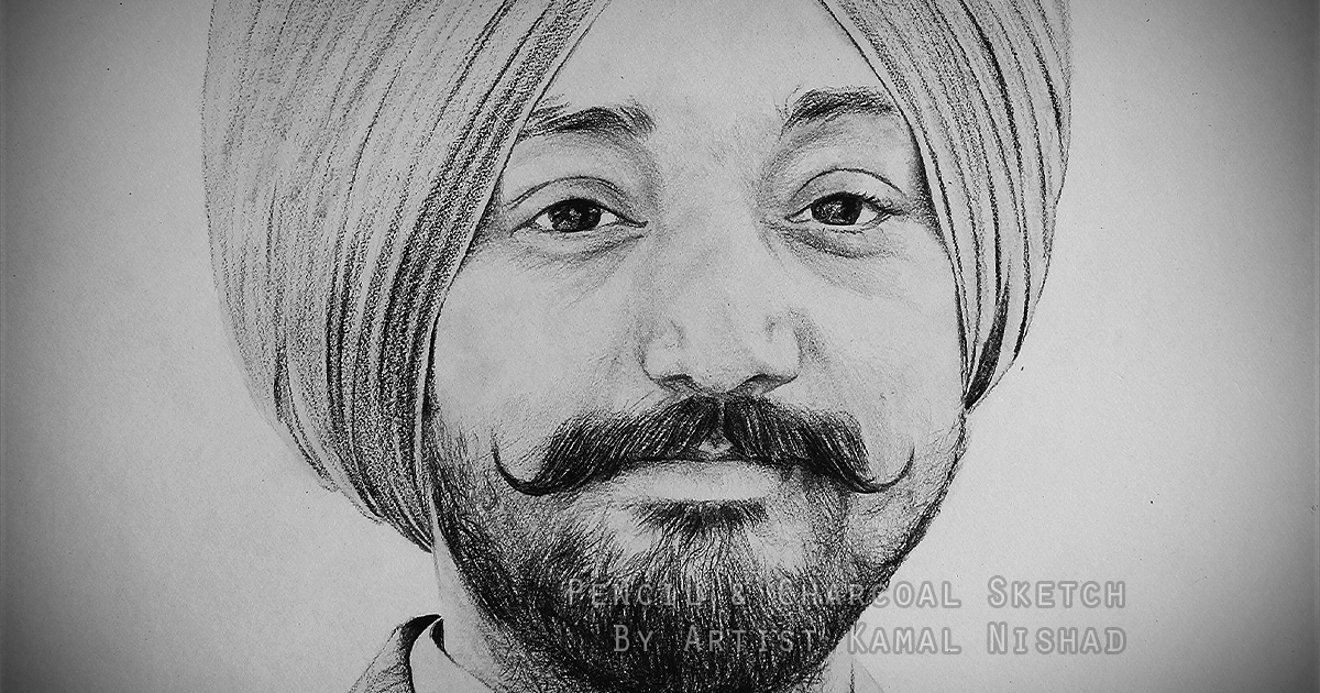 A SIKH MAN | Pencil & Charcoal Sketch This is a Handmade Sketch made with Pencil & Charcoal “A SIKH MAN”. One of my client/customer (MALE) wanted me to draw his own portrait for him, so I did this sketch for him. SIZE: A3 Created by © Kamal Nishad. All rights reserved.
