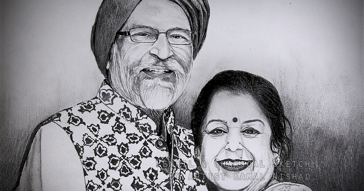 AGELESS BLISS | Pencil & Charcoal Sketch Title : AGELESS BLISS Medium : Pencil & Charcoal Sketch Size : A3 (11.7 x 16.5 inch*) Artist : Kamal Nishad This is a Handmade/hand-drawn Sketch made with Pencil & Charcoal “AGELESS BLISS”. One of my client/customer wanted me to draw this portrait for their anniversary gift. SIZE: A3 (11.7 x 16.5 inches *estimated) Created by © Kamal Nishad. All rights reserved.