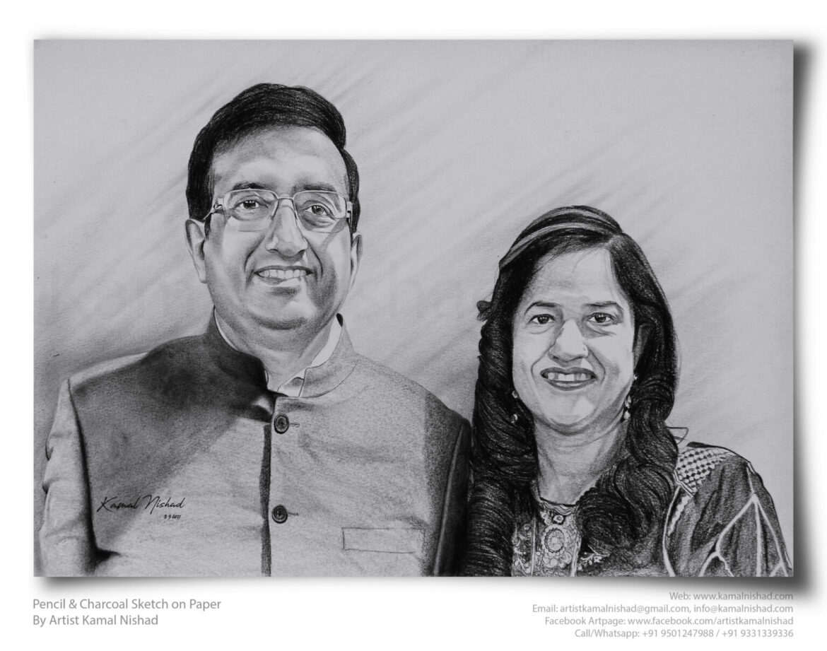 ANNIVERSARY COUPLE | Pencil & Charcoal Sketch Title : ANNIVERSARY COUPLE Medium : Pencil & Charcoal Sketch Size : A3 Paper size (Sketch size 18.5 x 23.7 cm*) Artist : Kamal Nishad This is a Handmade/hand-drawn Sketch made with Pencil & Charcoal “ANNIVERSARY COUPLE”. This is a Gift from One of my Client to his parents. 💐 SIZE: Paper size A3 (work area 11.7 x 16.5 inches *estimated) Created by © Kamal Nishad. All rights reserved.