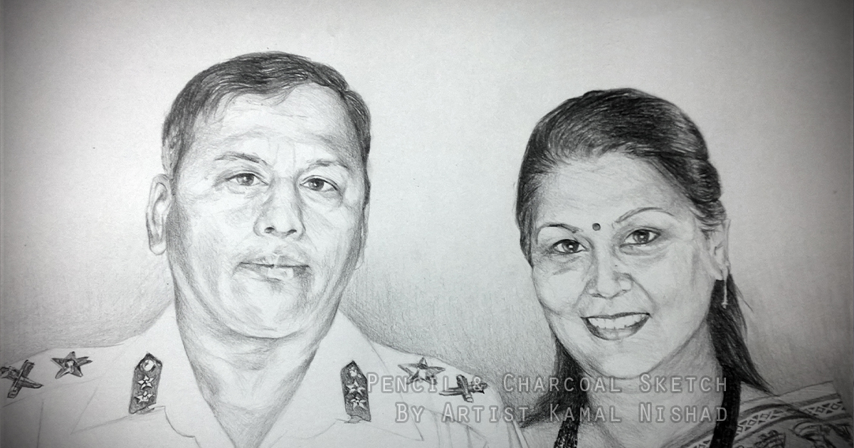 ARMY MAN AND HIS WIFE | Pencil Sketch This is a Handmade Pencil Sketch “ARMY MAN AND HIS WIFE”. Created by © Kamal Nishad. All rights reserved.