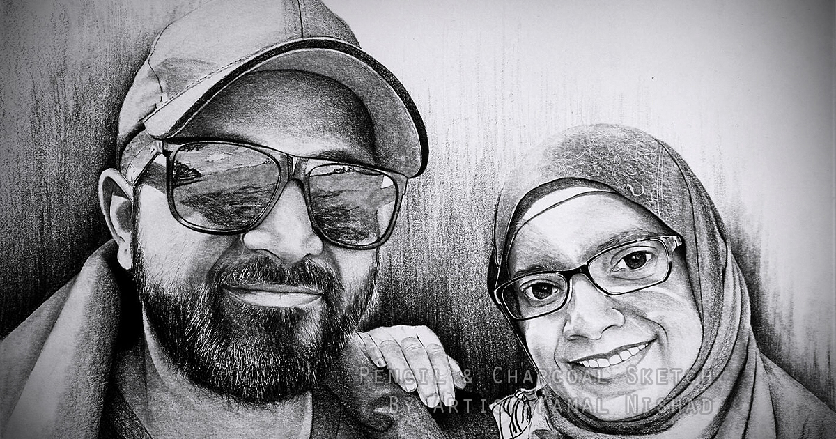 CUTE COUPLE | Pencil & Charcoal Sketch Title : CUTE COUPLE Medium : Pencil & Charcoal Sketch Size : A3 Paper size (Sketch size 29.7 x 42.0 cm*) Artist : Kamal Nishad This is a Handmade/hand-drawn Sketch made with Pencil & Charcoal “CUTE COUPLE”. This is a Gift from One of my Client to their friends. ? SIZE: Paper size A3 (work area 11.7 x 16.5 inches *estimated) Created by © Kamal Nishad. All rights reserved.