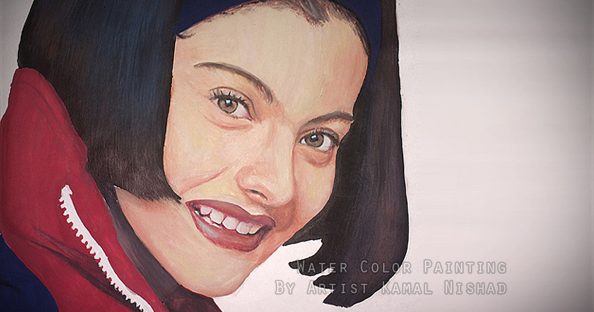 KAJOL’s PORTRAIT - Poster Color Painting - by Artist Kamal Nishad +91 9501247988_ 1200 x 630