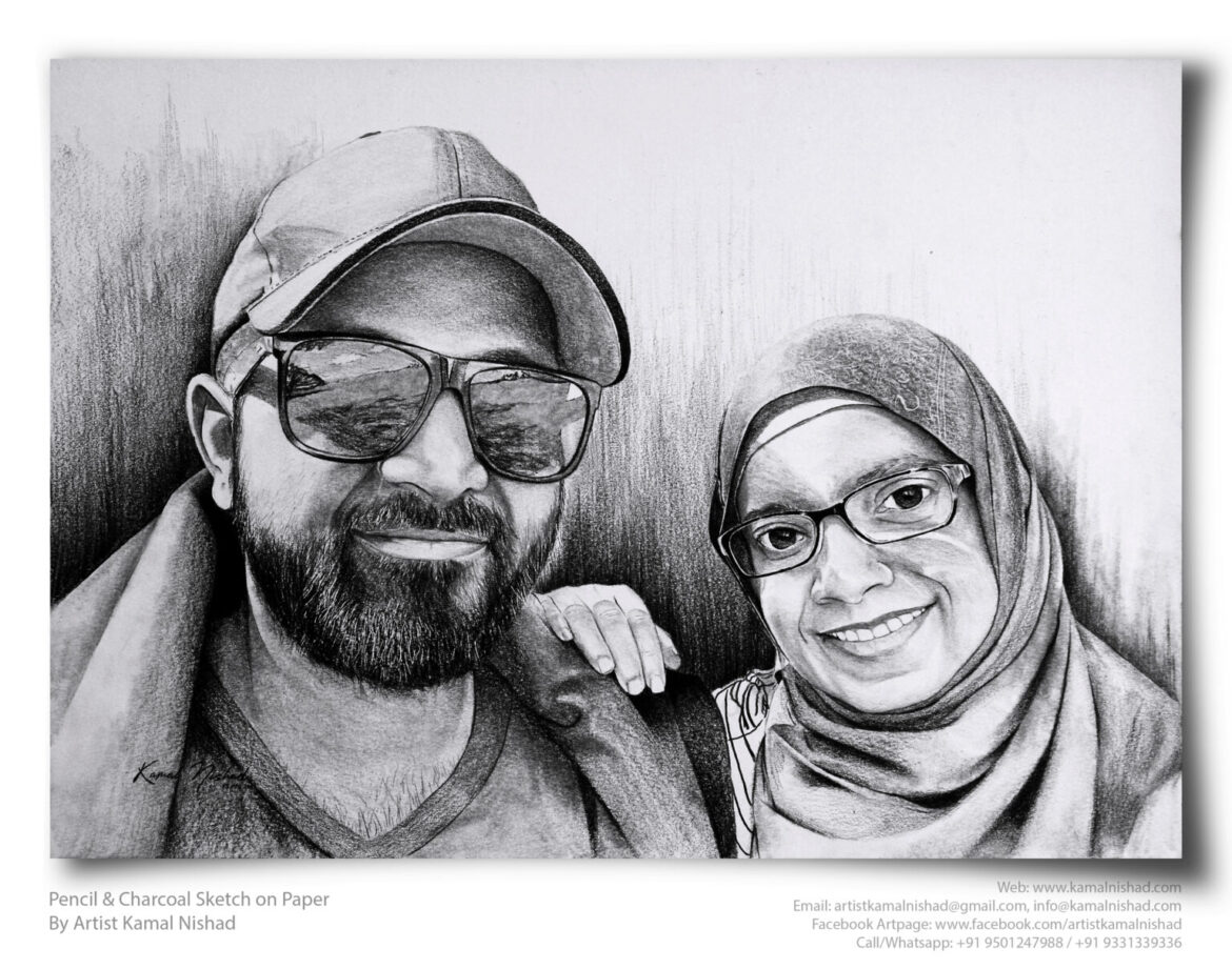 CUTE COUPLE | Pencil & Charcoal Sketch Title : CUTE COUPLE Medium : Pencil & Charcoal Sketch Size : A3 Paper size (Sketch size 29.7 x 42.0 cm*) Artist : Kamal Nishad This is a Handmade/hand-drawn Sketch made with Pencil & Charcoal “CUTE COUPLE”. This is a Gift from One of my Client to their friends. 💐 SIZE: Paper size A3 (work area 11.7 x 16.5 inches *estimated) Created by © Kamal Nishad. All rights reserved.