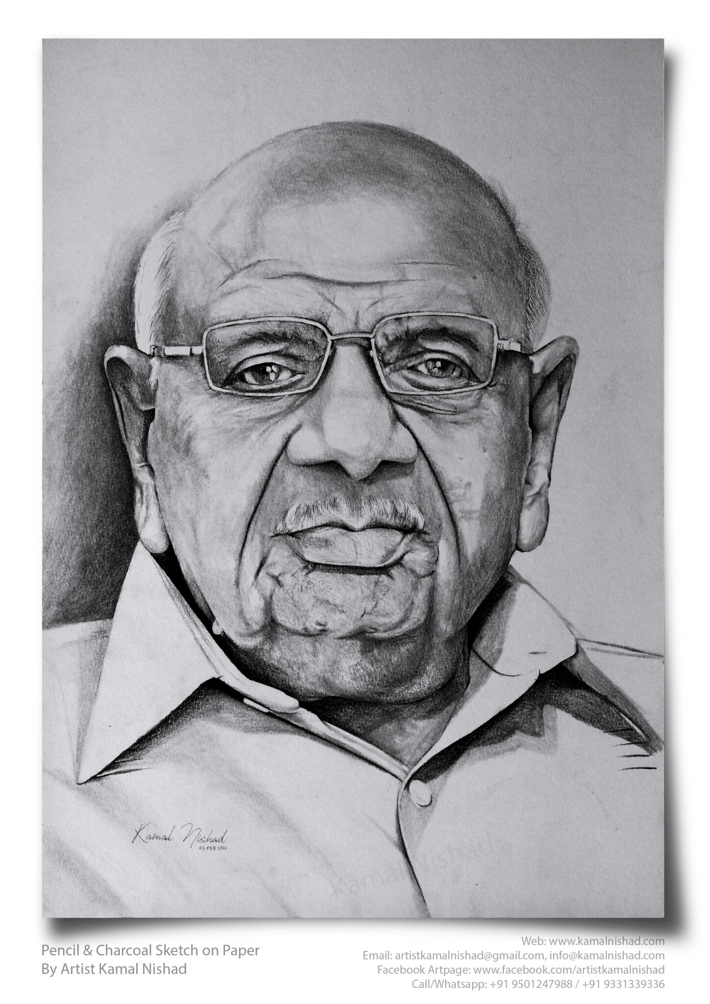 OLD MAN AND WRINKLES | Pencil & Charcoal Sketch Title : OLD MAN AND WRINKLES Medium : Pencil & Charcoal Sketch Size : A3 Paper size (Sketch size 29.7 x 42.0 cm*) Artist : Kamal Nishad This is a Handmade/hand-drawn Sketch made with Pencil & Charcoal “OLD MAN AND WRINKLES”. This portrait sketch is made for one of my client, for his father’s memory. ? SIZE: Paper size A3 (work area 11.7 x 16.5 inches *estimated) Created by © Kamal Nishad. All rights reserved.