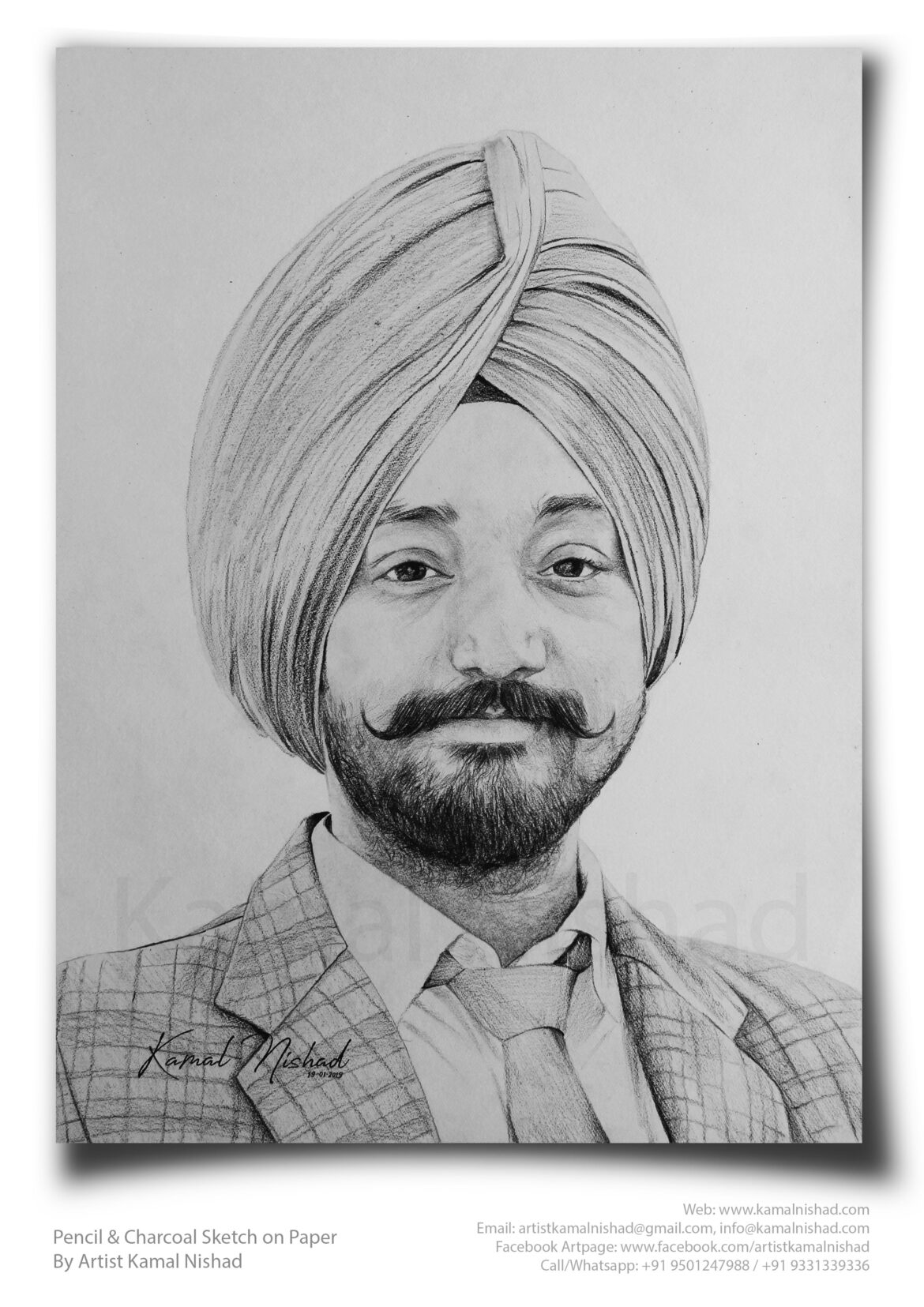 A SIKH MAN | Pencil & Charcoal Sketch This is a Handmade Sketch made with Pencil & Charcoal “A SIKH MAN”. One of my client/customer (MALE) wanted me to draw his own portrait for him, so I did this sketch for him. SIZE: A3 Created by © Kamal Nishad. All rights reserved.