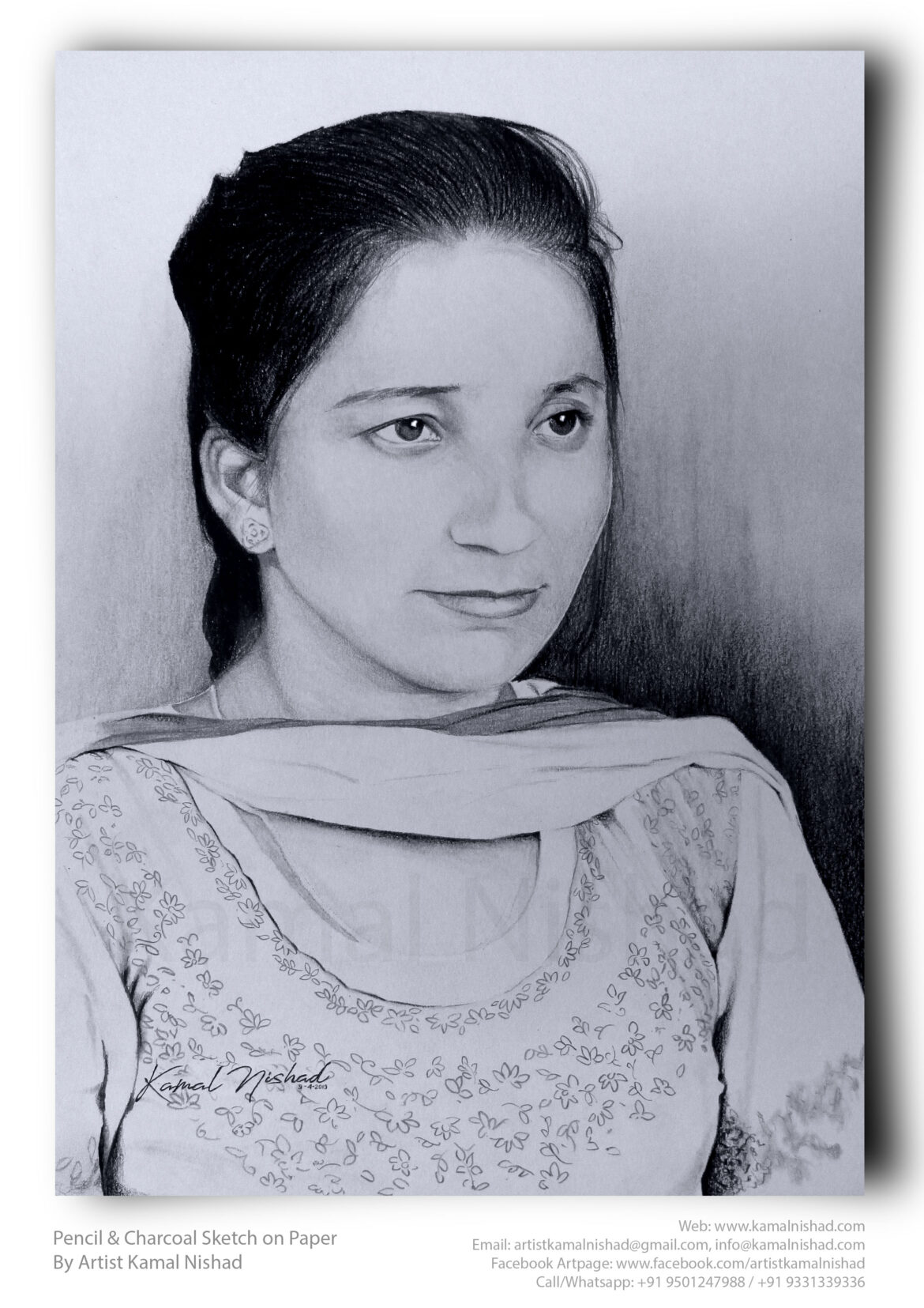 SMILE | Pencil & Charcoal Sketch This is a Handmade Sketch made with Pencil & Charcoal “SMILE”. One of my client/customer (FEMALE), wanted me to draw her MOM’s portrait for her birthday present. So that here is the result. SIZE: A3 Created by © Kamal Nishad. All rights reserved.
