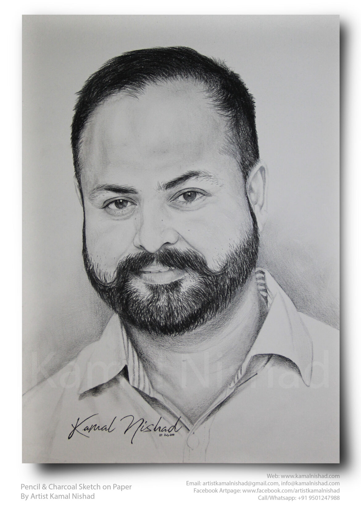 PORTRAIT OF A MAN | Pencil & Charcoal Sketch This is a Handmade Sketch created with Pencil & Charcoal “NB”. One of my client/customer (Girl) wanted me to draw his husband’s portrait for his birthday. SIZE: A3 Created by © Kamal Nishad. All rights reserved.