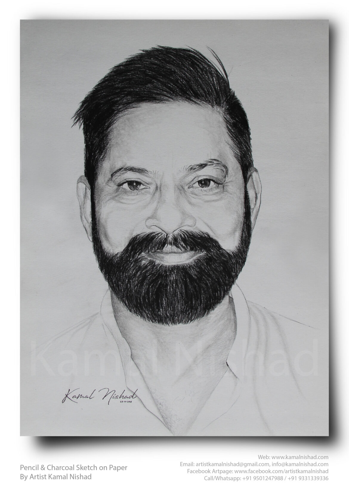 A MAN WITH SMILE | Pencil & Charcoal Sketch This is a Handmade Sketch made with Pencil & Charcoal “A MAN WITH SMILE”. One of my client/customer (GIRL) wanted me to draw her “Special One’s” portrait for his birthday gift. SIZE: A3 Created by © Kamal Nishad. All rights reserved.