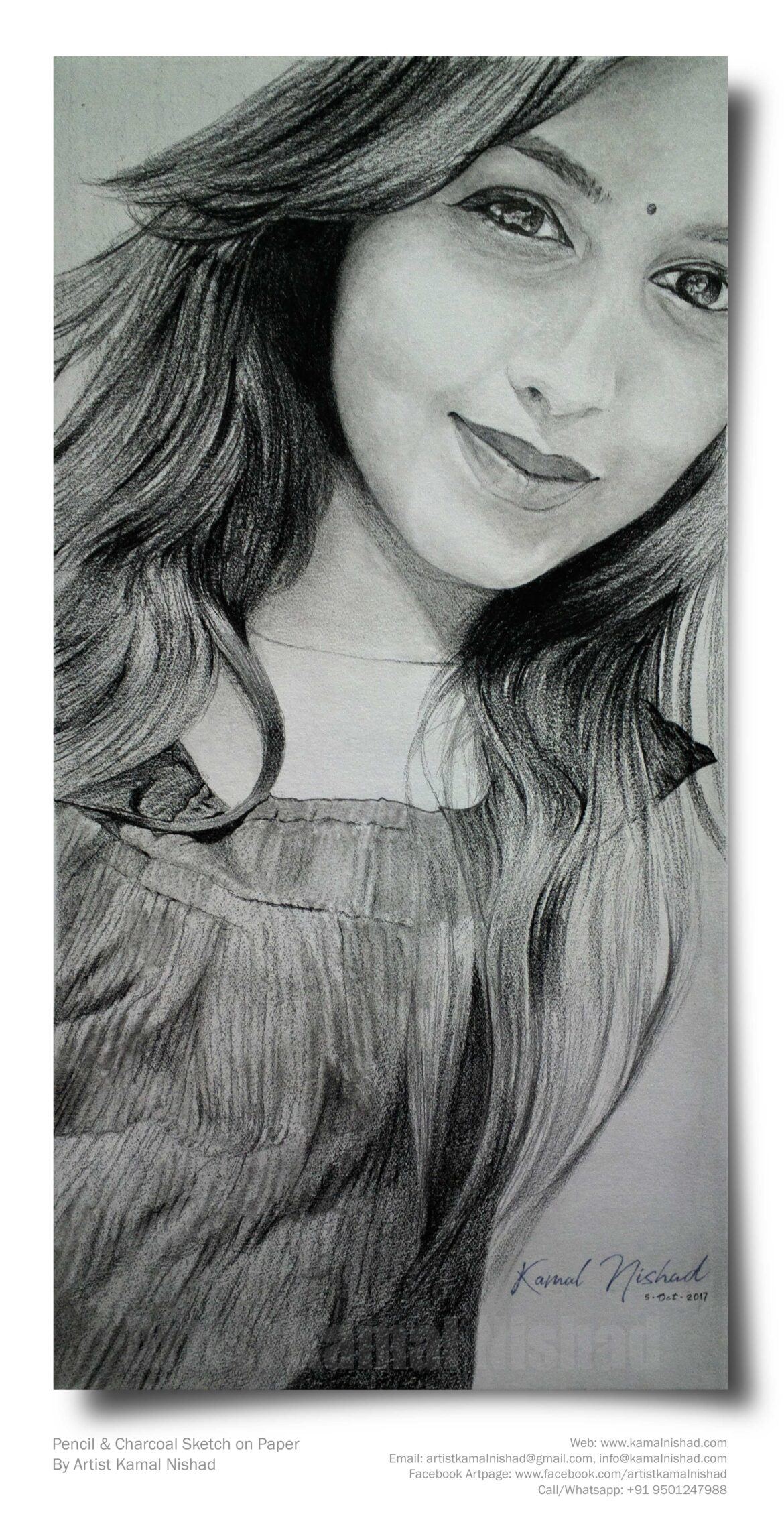A BEAUTIFUL GIRL HS | Pencil & Charcoal Sketch This is a Handmade Pencil & Charcoal Sketch “HS”. Created by © Kamal Nishad. All rights reserved.