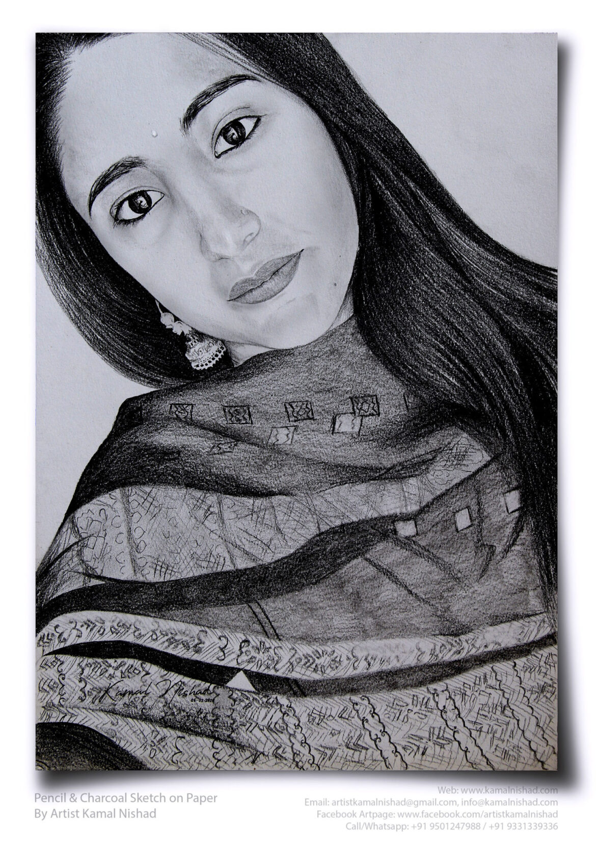 THE INNOCENCE BEAUTY | Pencil & Charcoal Sketch This is a Handmade/hand-drawn Sketch made with Pencil & Charcoal “THE INNOCENCE BEAUTY”. One of my client/customer wanted me to draw this portrait for a birthday gift. SIZE: A3 Created by © Kamal Nishad. All rights reserved.