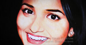 YOUR SMILE IS THE PRETTIEST THING YOU’ll EVER WEAR | Oil Color Painting This is a Hand-painted Oil painting “YOUR SMILE IS THE PRETTIEST THING YOU’ll EVER WEAR”.  One of my client/customer (MALE) wanted me to draw this portrait for a birthday gift.  SIZE: A2  Created by © Kamal Nishad. All rights reserved. www.kamalnishad.com +91 9501247988