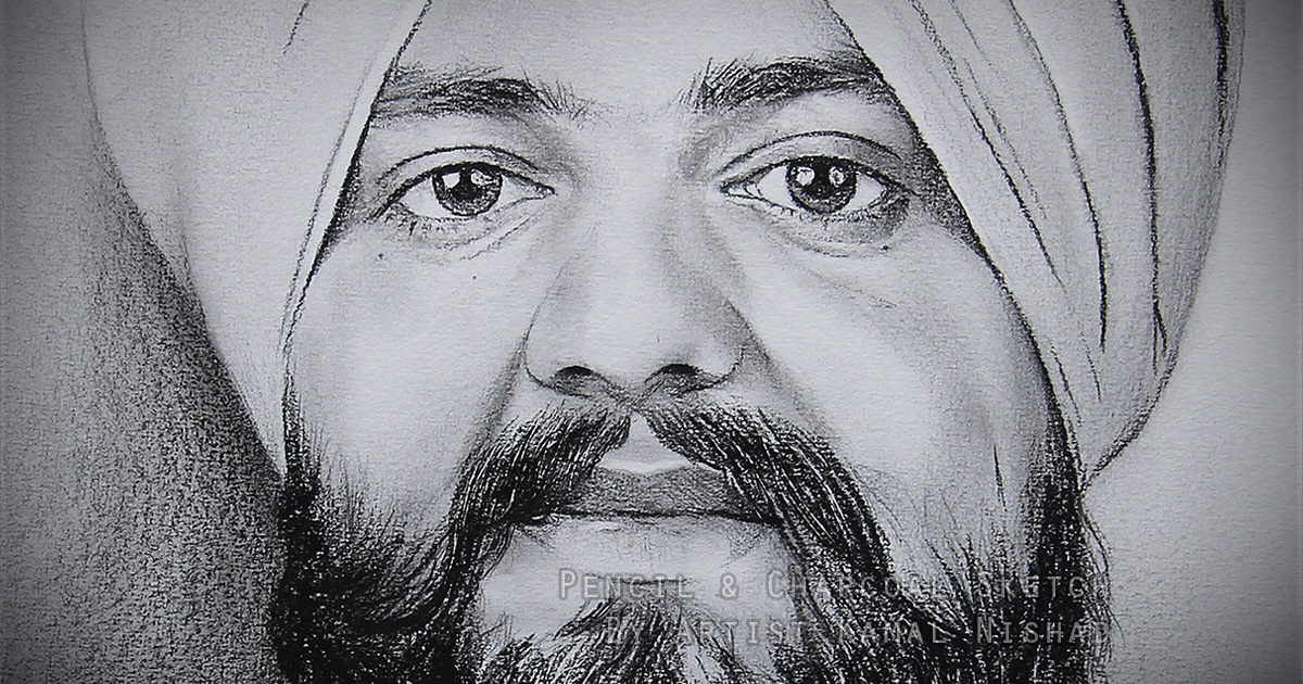 A SIKH MAN (2) _ Pencil & Charcoal sketch by Artist Kamal Nishad_ +91 9501247988 -750-x-500