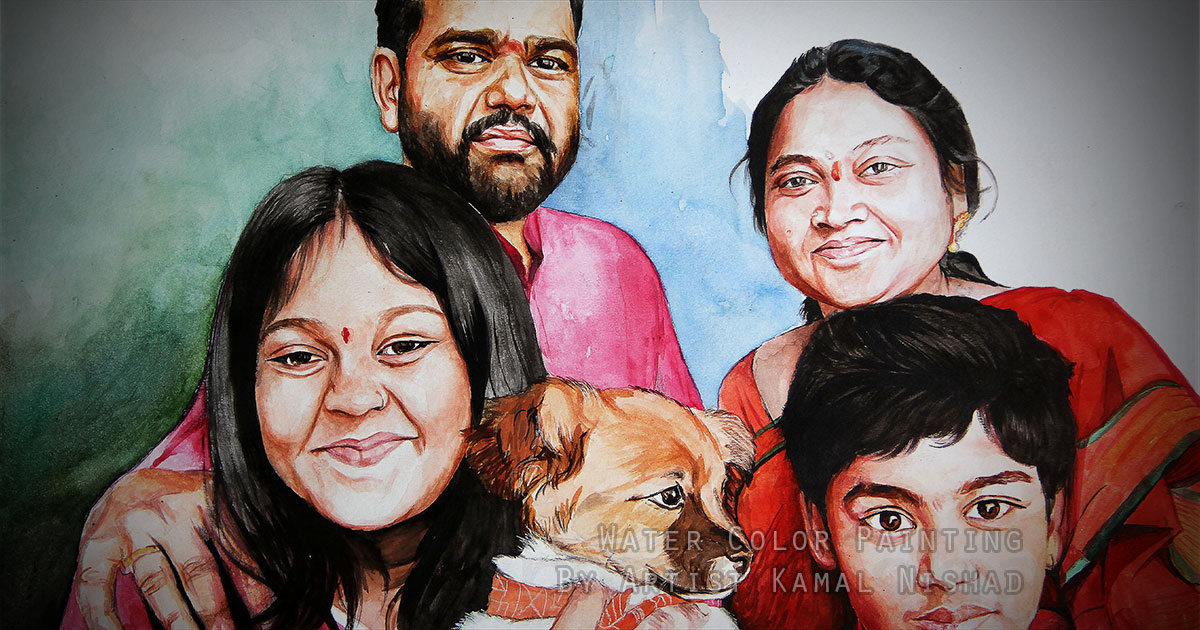 A FAMILY - Watercolor Painting by Artist Kamal Nishad +91 9501247988 www.kamalnishad.com1200x630