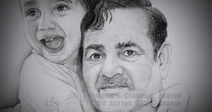 Grandchild and Grandfather _ Pencil and Charcoal sketch_ by Artist Kamal Nishad_ +91 95012 47988 _1200 x 630