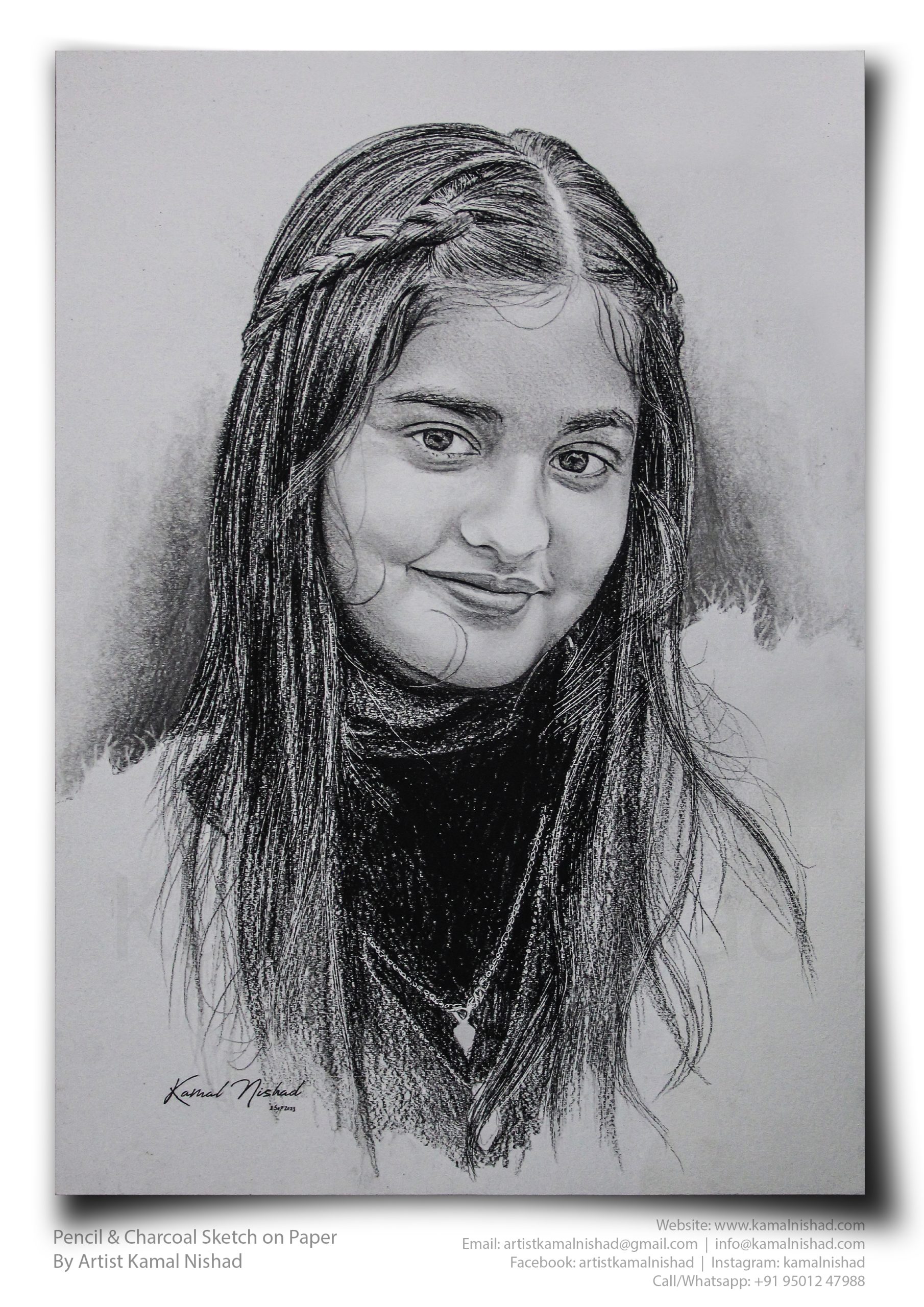 ENCHANTING SMILE _ Pencil & Charcoal Sketch - by Artist Kamal Nishad +91 9501247988_