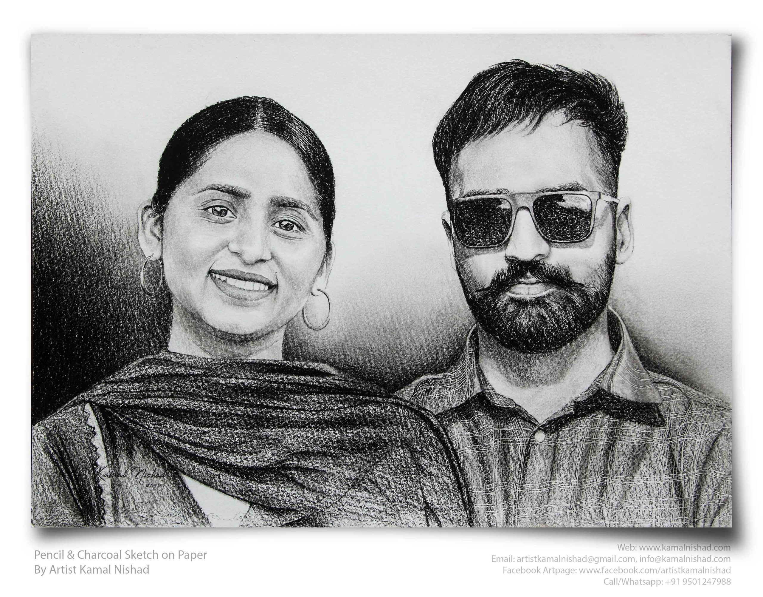 GENTLE MOMENTS _ Pencil & Charcoal Sketch - by Artist Kamal Nishad +91 9501247988__