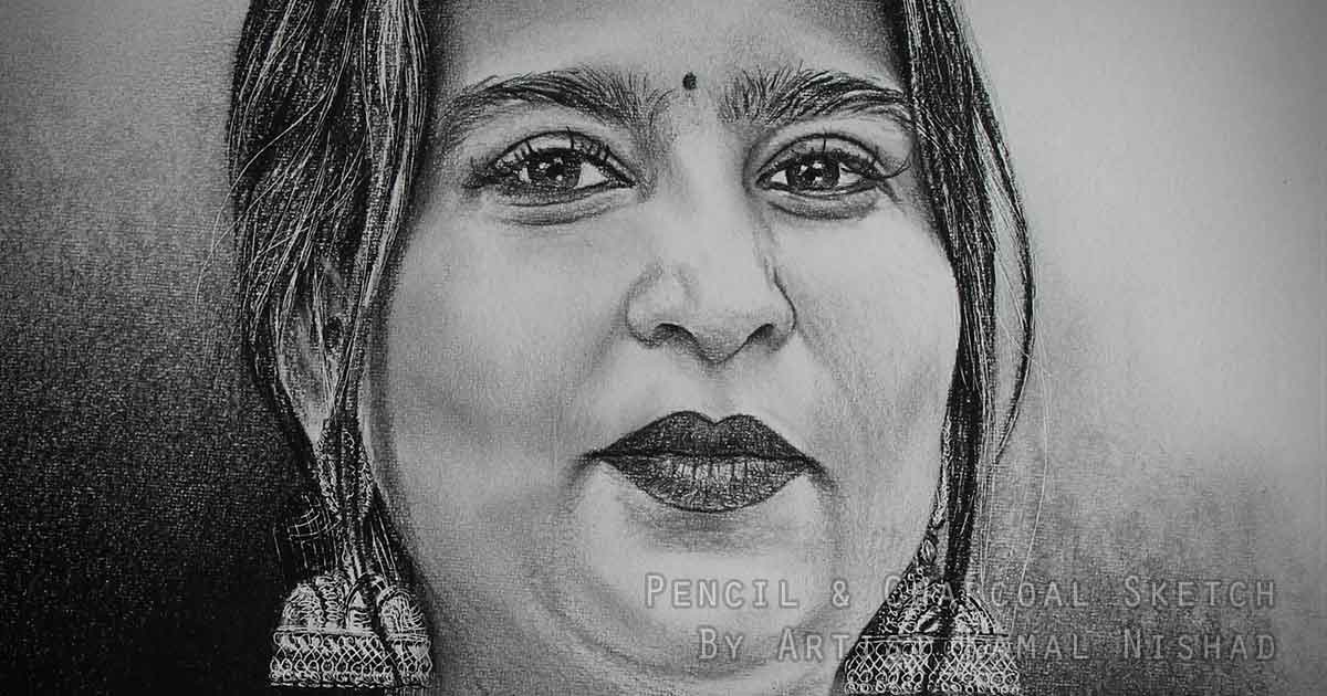 SIMPLE ELEGANCE _ Pencil & Charcoal Sketch - by Artist Kamal Nishad +91 9501247988_1200-x-630-IMAGE-THUMBNAIL