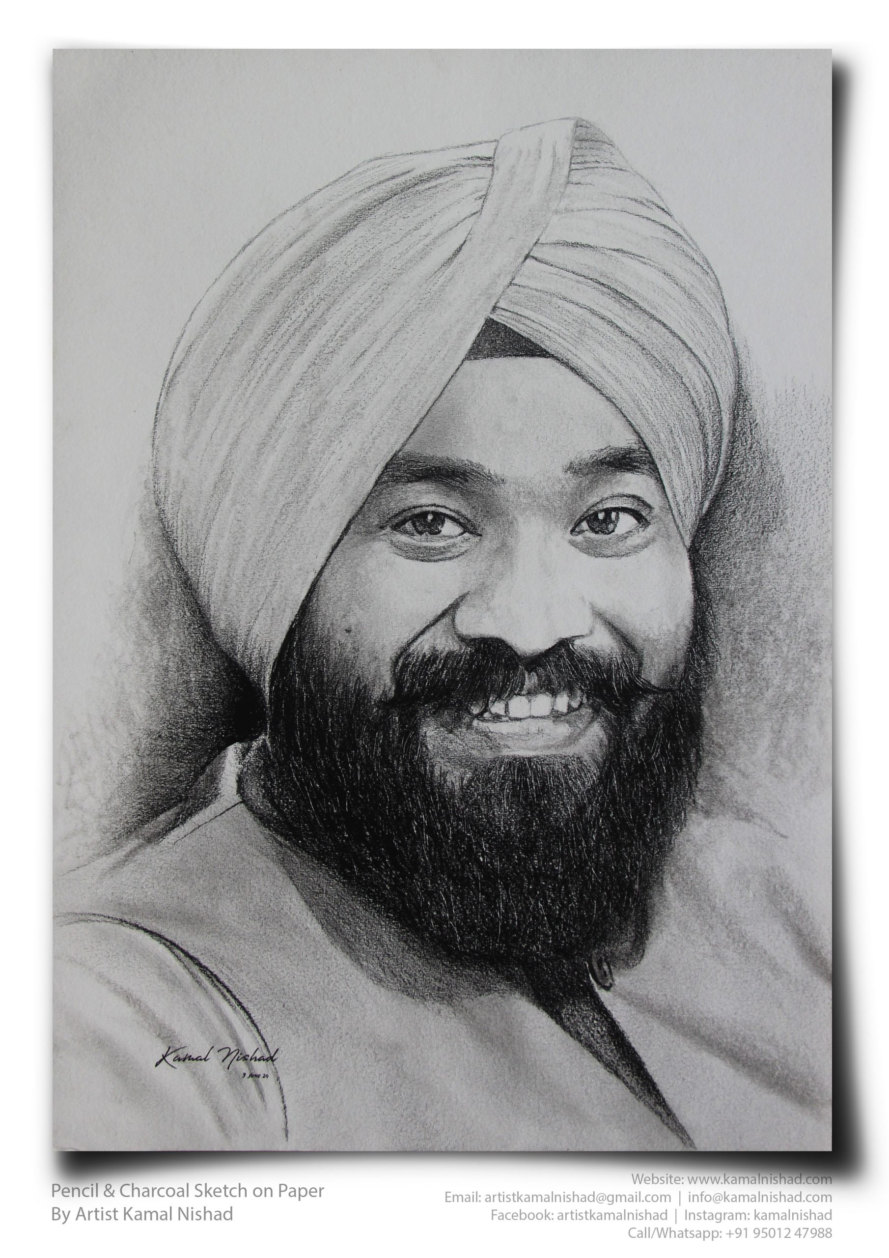 SOULFUL SMILE _ Pencil & Charcoal Sketch - by Artist Kamal Nishad +91 9501247988__