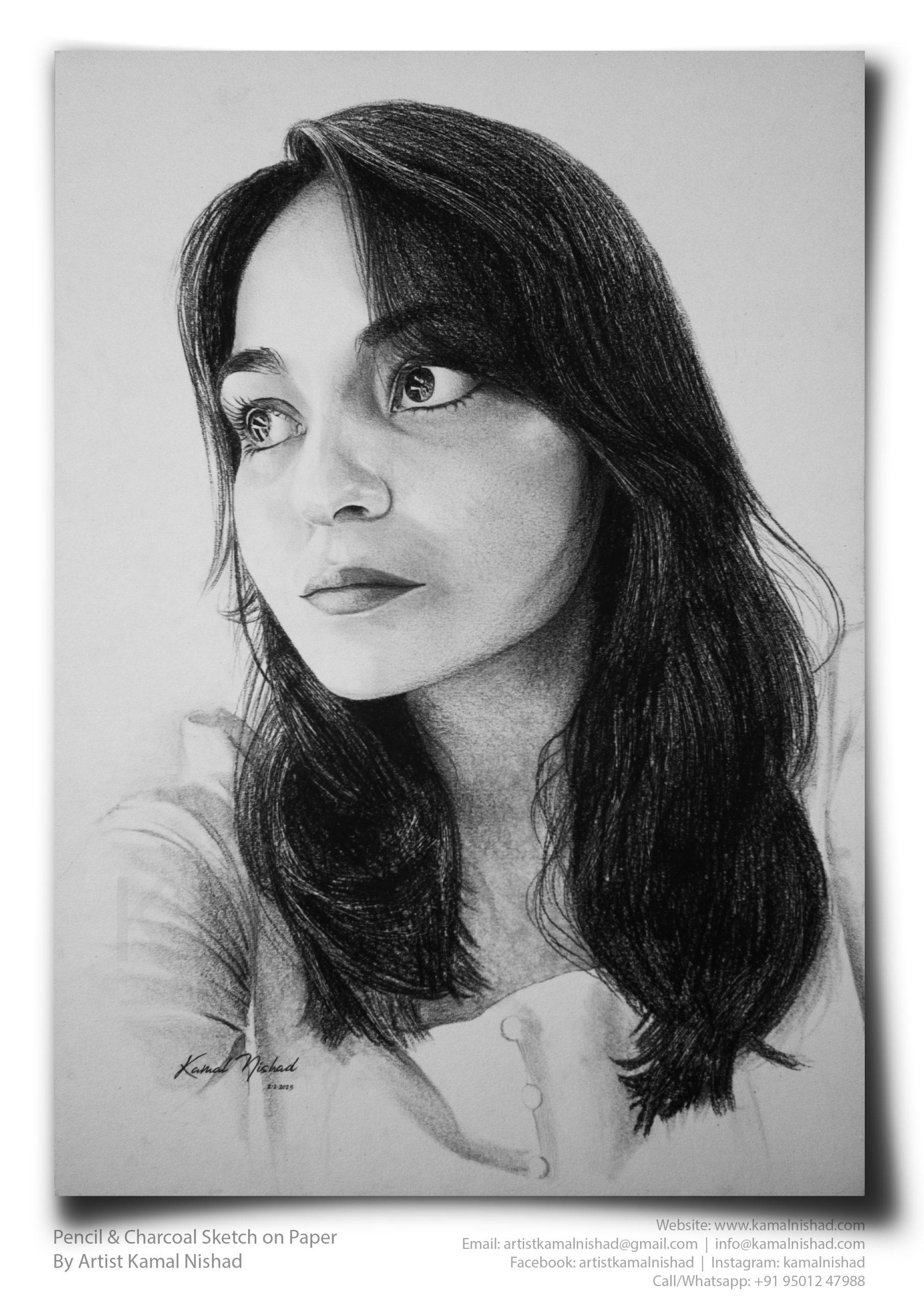 THE ENCHANTED STARE - Pencil & Charcoal Sketch - by Artist Kamal Nishad +91 9501247988_