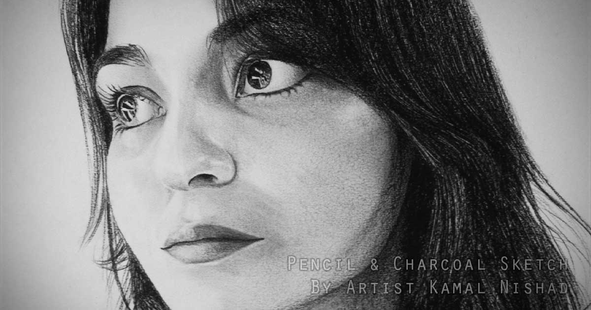 THE ENCHANTED STARE - Pencil & Charcoal Sketch - by Artist Kamal Nishad _1200 x 630 THUMBNAIL_