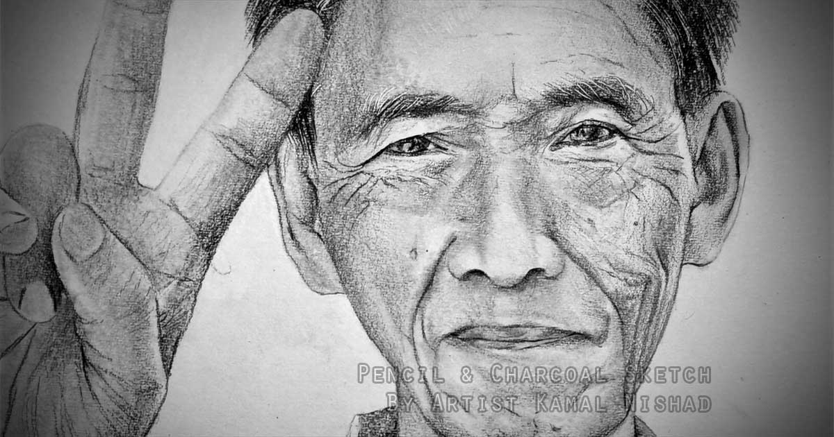 Rojan's Nana Ji - Pencil & Charcoal Sketch by Artist Kamal Nishad +91 9501247988 _ 1200x630