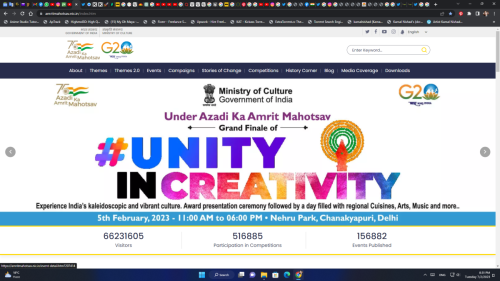 Unity In Creativity under AAZADI KA AMRIT MAHOTSAV - GAND FINALE on 5th Feb 2023 _ by Ministry of Culture _ Total 516885 Participation in Competitions _